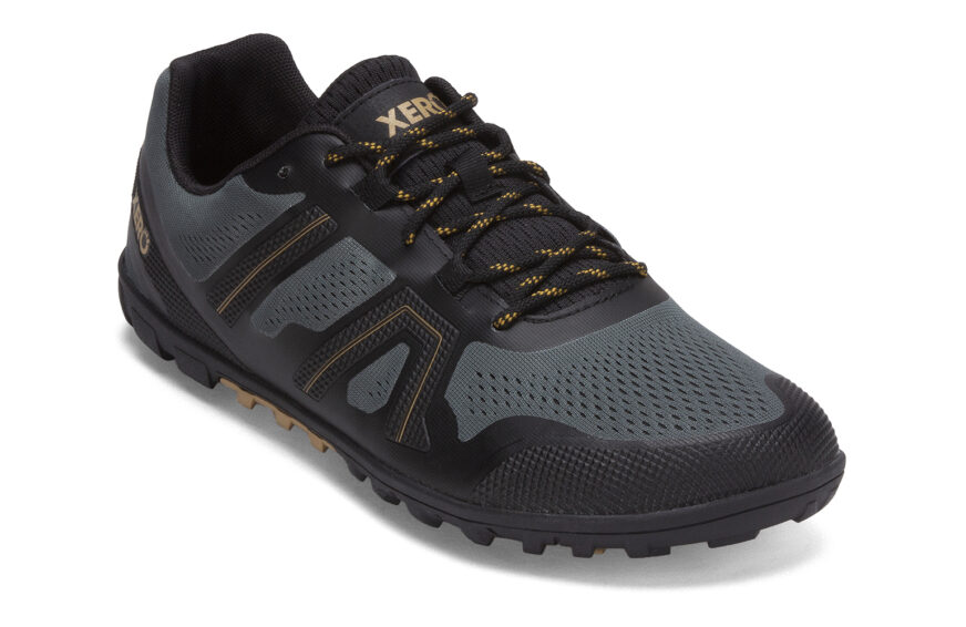 Men's forest green Mesa Trail II trail running shoe with black and tan accents, right front view