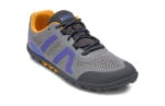 Women's frost gray Mesa Trail II trail running shoe with orange and purple accents, right front view