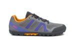 Women's frost gray Mesa Trail II trail running shoe with orange and purple accents, right side view