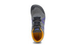 Women's frost gray Mesa Trail II trail running shoe with orange and purple accents, top view