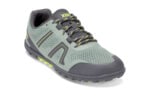 Women's lily pad green Mesa Trail II trail running shoe with black and yellow accents, right front view