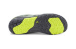 Women's lily pad green Mesa Trail II trail running shoe with black and yellow accents, bottom sole view