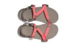 Z-Trail EV women's coral red and brown sandals, top view